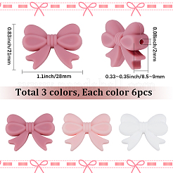 18Pcs 3 Styles Bowknot Food Grade Silicone Beads&nbsp;SIL-SC0003-16