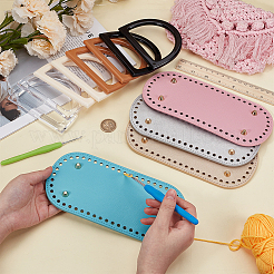 4Pcs 4 Colors PU Leather Oval Bottom&nbsp;FIND-CL0001-79A