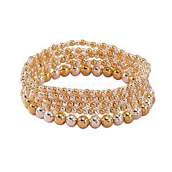 Brass Round Beaded Stretch Bracelet Sets&nbsp;ZD8778