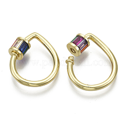 Brass Micro Pave Cubic Zirconia Screw Carabiner Lock Charms&nbsp;ZIRC-N039-023-NF