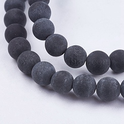 Natural Black Stone Bead Strands&nbsp;X-G-R193-01-6mm