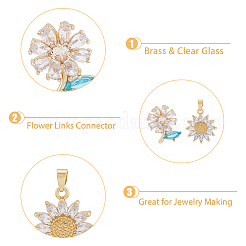 8Pcs 2 Style Brass Micro Pave Clear Cubic Zirconia Pendants&nbsp;KK-DC0003-41