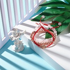 Natural Crackle Quartz & Lava Rock Braided Bead Bracelets Set&nbsp;BJEW-JB07212-02