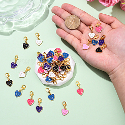 48Pcs 6 Colors Alloy Enamel Heart with Smiling Face Pattern Pendant Decorations&nbsp;HJEW-YW00178