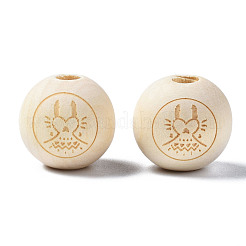Unfinished Natural Wood European Beads&nbsp;WOOD-S045-148