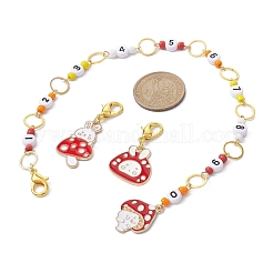 7Pcs Rabbit & Mushroom Alloy Enamel Knitting Row Counter Chains & Locking Stitch Markers Kits&nbsp;HJEW-JM01342