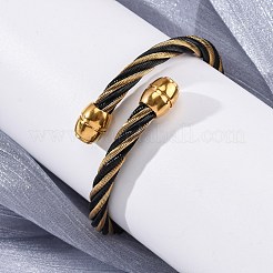 304 Stainless Steel Torque Bangles for Women&nbsp;BJEW-P310-25MC