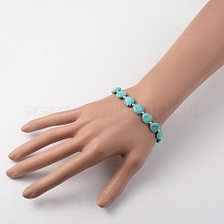 Heart Synthetic Turquoise Stretch Bracelets&nbsp;BJEW-JB02066-01
