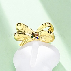 304 Stainless Steel with Rhinestone Adjustable Cuff Rings&nbsp;RJEW-Q020-18G