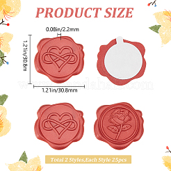 50Pcs 2 Styles Rose & Heart Adhesive Wax Seal Stickers&nbsp;DIY-CP0010-23B