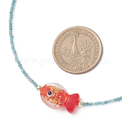 2Pcs 2 Colors Handmade Foil Lampwork Fish & Natural Apatite & Rhodonite Faceted Round Beaded Necklaces for Women&nbsp;NJEW-JN05536