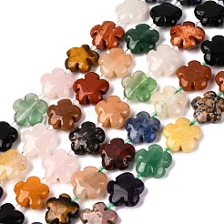 Mixed Natural Gemstone Flower Beads Strands&nbsp;G-L241B-07