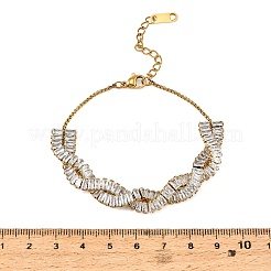 304 Stainless Steel Pave Clear Cubic Zirconia Twisted Chain Bracelets for Women&nbsp;SA-CBAABBA-02G