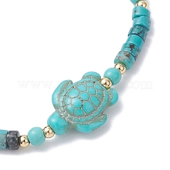 2Pcs Natural Magnesite & Dyed Synthetic Turquoise Beads Stretch Bracelets for Women&nbsp;BJEW-JB13217