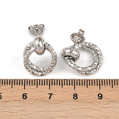 304 Stainless Steel Textured Ring Stud Earrings&nbsp;EJEW-P324-03P