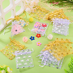 30Pcs 2 Colors Hot Stamping Polka Dot Organza Jewelry Drawstring Bags&nbsp;ABAG-TADJ0001-06A