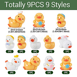 9Pcs 9 Styles Cartoon Cute Resin 3D Duck Figurines&nbsp;DJEW-TA0001-39
