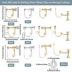 24Pcs 6 Styles Brass Clip-on Earring Findings&nbsp;KK-BBC0019-62