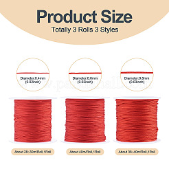 3 Rolls 3 Styles Round Nylon Braided Cord&nbsp;NWIR-TADJ0001-03B