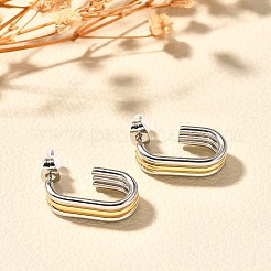 304 Stainless Steel Two Tone Stud Earrings&nbsp;EJEW-F355-05GP-04