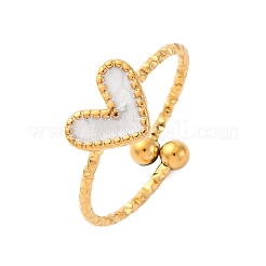 Heart 304 Stainless Steel Enamel Cuff Rings&nbsp;RJEW-D306-32G-01
