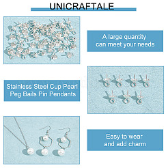 50Pcs 304 Stainless Steel Cup Pearl Peg Bails Pin Pendants&nbsp;STAS-UN0004-55