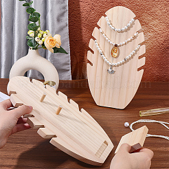 Wood Necklaces Organizer Display Holder&nbsp;NDIS-WH0017-12B