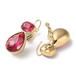 Glass Rectangle & Teardrop Leverback Earrings&nbsp;STAS-Z052-07G