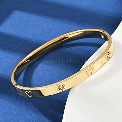 201 Stainless Steel with Rhinestone Bangles for Women&nbsp;X-BJEW-B138-04G