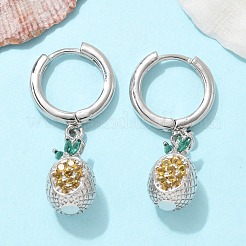 Brass Cubic Zirconia Hoop Earrings&nbsp;EJEW-Q015-02P