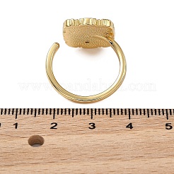 Flower Pattern Brass Enamel & Natural Freshwater Pearl Open Cuff Rings for Women&nbsp;RJEW-G342-01G-01