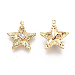 Brass Cubic Zirconia Pendants&nbsp;KK-T050-14G-NF