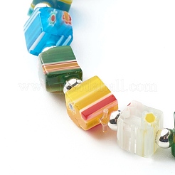Handmade Millefiori Lampwork Beads Stretch Bracelet for Teen Girl Women Gift&nbsp;BJEW-JB06847-04