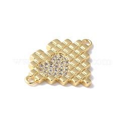 Brass Micro Pave Cubic Zirconia Heart Connector Charms&nbsp;KK-A252-28G-01