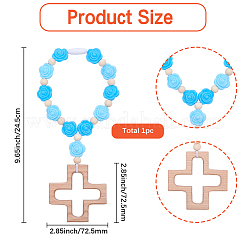 Wood & Silicone Rose Beads Hanging Ornametns&nbsp;HJEW-BM00072