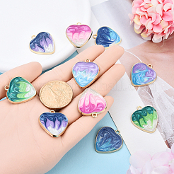 10Pcs 5 Colors Rack Plating Alloy Enamel Pendants&nbsp;ENAM-YW0004-60