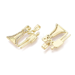 Valentine's Day Brass Micro Pave Clear Cubic Zirconia Pendants&nbsp;KK-Q072-09G