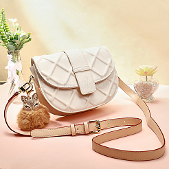 2Pcs 2 Style Faux Fur Ball Pom Pom Keychains and Microfiber Leather Bag Strap&nbsp;FIND-CA0004-16