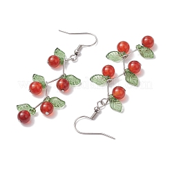 3 Pairs Fruit Gemstone & Acrylic Dangle Earrings&nbsp;EJEW-TA00472