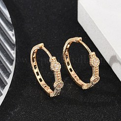 Brass Micro Pave Clear Cubic Zirconia Hoop Earrings&nbsp;EJEW-K300-02G