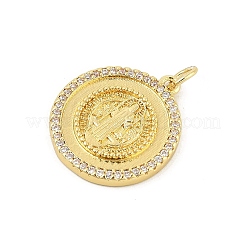 Brass Micro Pave Cubic Zirconia Pendants&nbsp;KK-P300-06G