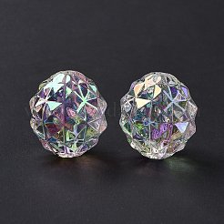 Transparent UV Plating Rainbow Iridescent Acrylic Beads&nbsp;X-OACR-C013-11