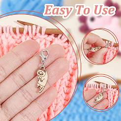 12Pcs 12 Style Cat & Sheep Wood Pendant Stitch Markers&nbsp;HJEW-AB00655