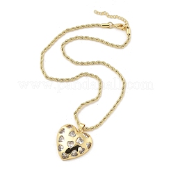 Heart Brass Micro Pave Clear Cubic Zirconia Pendant Necklaces for Women&nbsp;NJEW-S385-04A-G