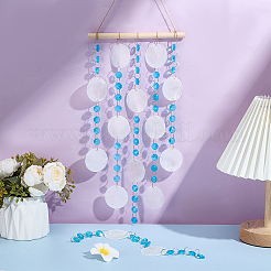 Disc Natural Capiz Shell with Faceted Octagon Glass Beaded Connector Charms&nbsp;AJEW-WH0481-614