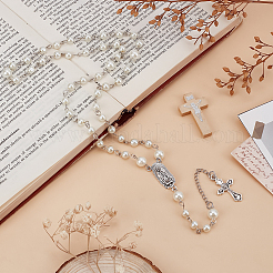 Glass Pearl Beads Rosary Bead Necklaces&nbsp;HJEW-FG00020