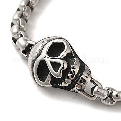 316 Surgical Stainless Steel Box Chain Halloween Skull Link Bracelets&nbsp;BJEW-Q349-13AS