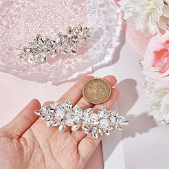 2Pcs 2 Style Flower Crystal Rhinestone Hair Barrettes&nbsp;OHAR-GF0001-25