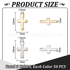 100Pcs 2 Colors 304 Stainless Steel Tiny Cross Charms&nbsp;FIND-UN0004-01