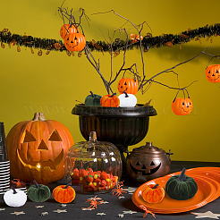 9Pcs 6 Styles Flannel Simulation Plastic Foam Artificial Pumpkin Thanksgiving Party Decorations&nbsp;AJEW-CA0001-92